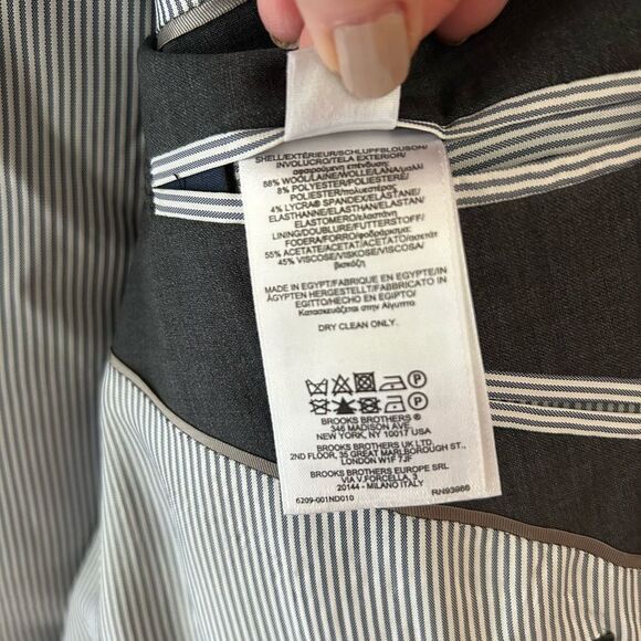 Brooks Brothers Mens Explorer Blazer Suit Jacket charcoal Wool Blend 46 R Regent - Picture 8 of 11